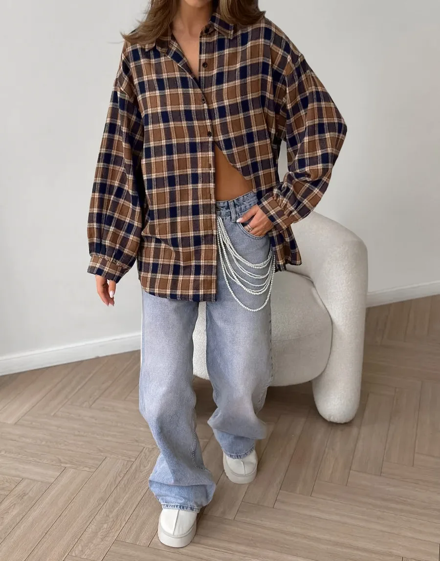 

Fashionable Plaid Shirt Loose Temperament Personalized Casual Commuter Versatile Plaid Shirt 2025 Spring New Style