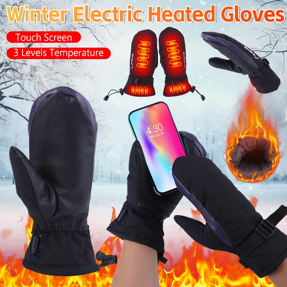 

Winter Electric Heated Gloves 3 Gear USB Touch Screen Gloves Cold-Proof Warmer Heating Thermal Gloves For Skiing Hiking Cycling