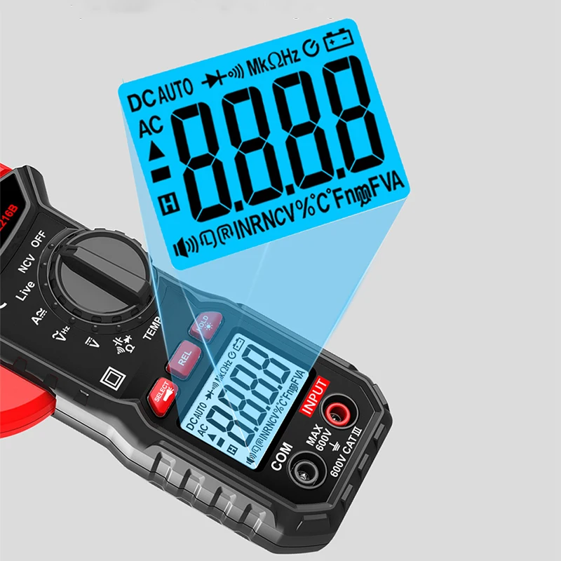 Digital Clamp Meter AC DC Current Voltage Multimeter Pinza Amperimetrica T-RMS Capacitance Temp Current Clamp Amperimetro Tester