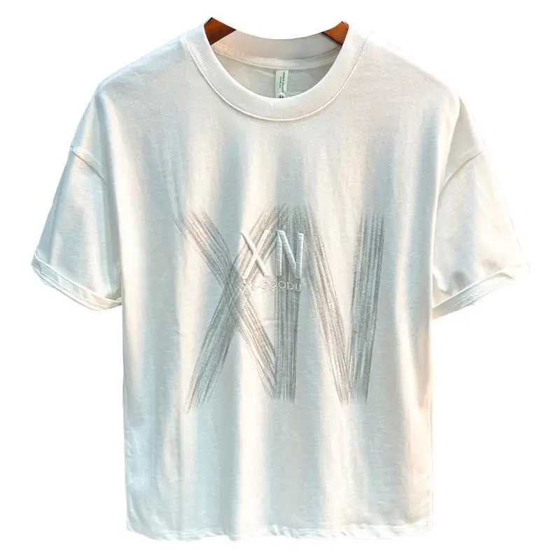 Summer short sleeved T-shirt for men, loose and versatile casual half sleeved men's clothing, 2025 new top