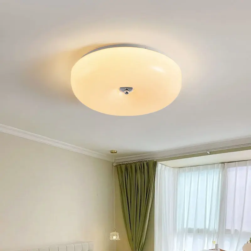 

French Pudding Ceiling Light - Vintage Cream Design with Eye-Caring for Bedroom, Living Room & Entryway
