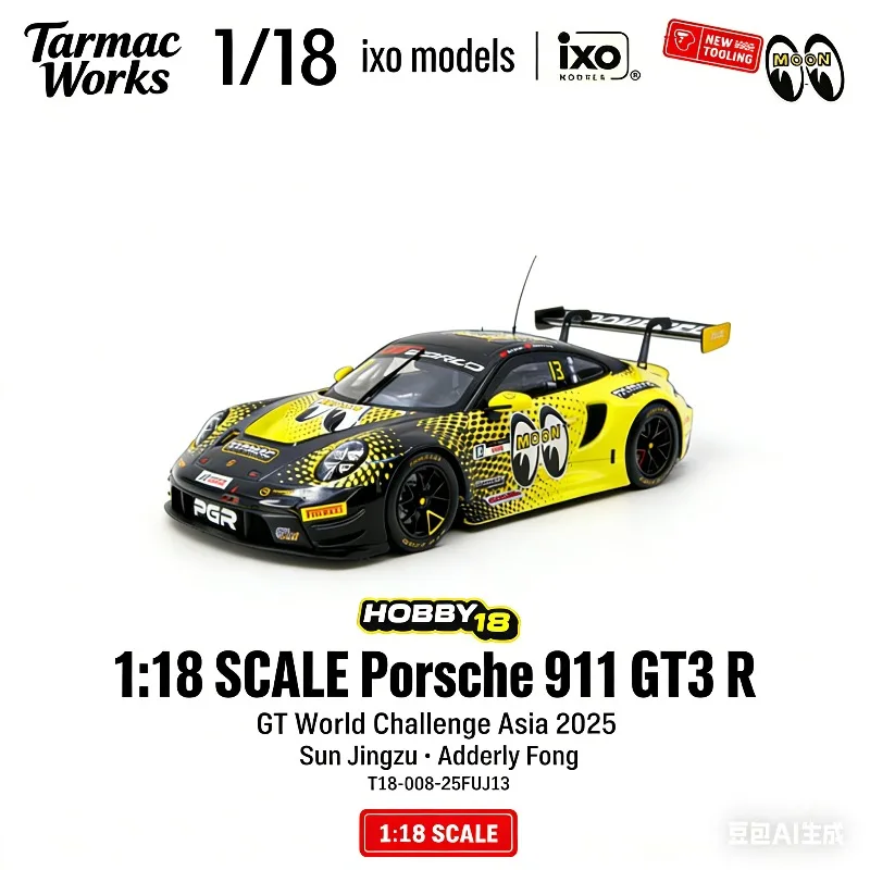 

TW 1:18 911 GT3 R Moon Eye 13# GT Racing Car Cast Alloy Static Alloy Car Model, Boys' Gift Toy Collection Decoration Item.