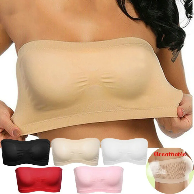 Bra Tube Jaring Bersirkulasi Atasan Crop Tanpa Tali Bra Bralette Seksi Wanita Gaun Musim Panas Bandeau Crop Top Tanpa Bahu