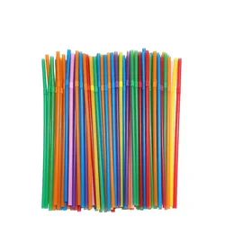 100 szt. Wielokolorowy plastikowe słomki napój kuchenny jednorazowy słomkowy koktajl Rietjes akcesoria imprezowe ślubny