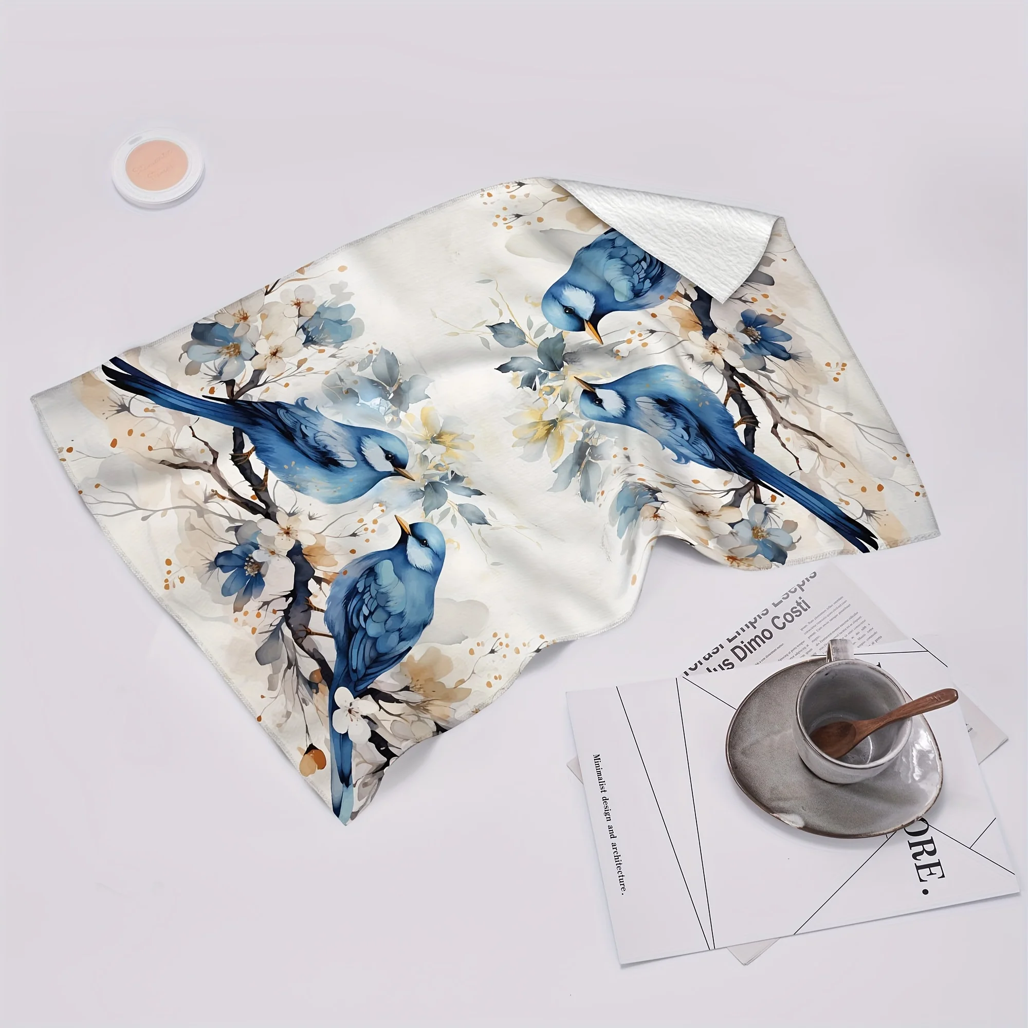 2pcs, Hand Towels, Cute Birds Pattern Dish Towels, Absorbent Soft Kitchen Towels, Colorful Printed Decorative Dishcloth For Kitc