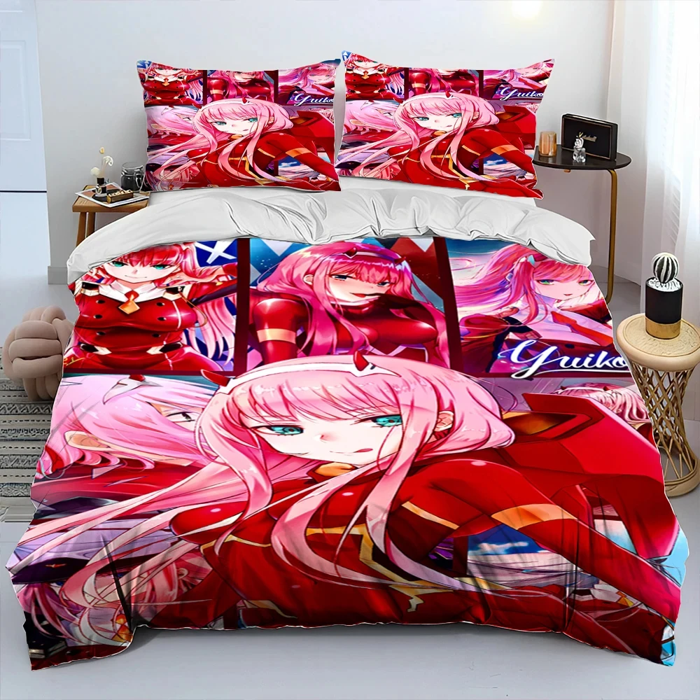 Zero Two DARLING In The FRANXX Anime Bedding Set Duvet Cover Bed Set Quilt Cover Pillowcase Comforter king Queen Size Boys Adult