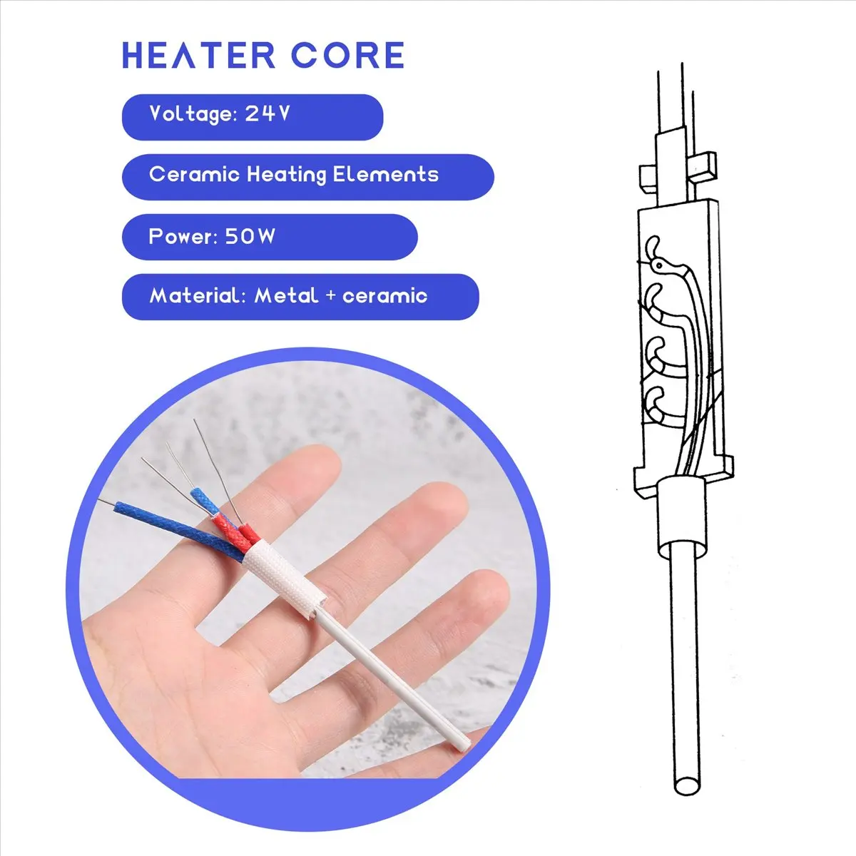 Essential 2Pcs A1321 Ceramic Heating Elements 24V 50W Heater Core for 936 937 8586 Soldering Iron Soldering Station