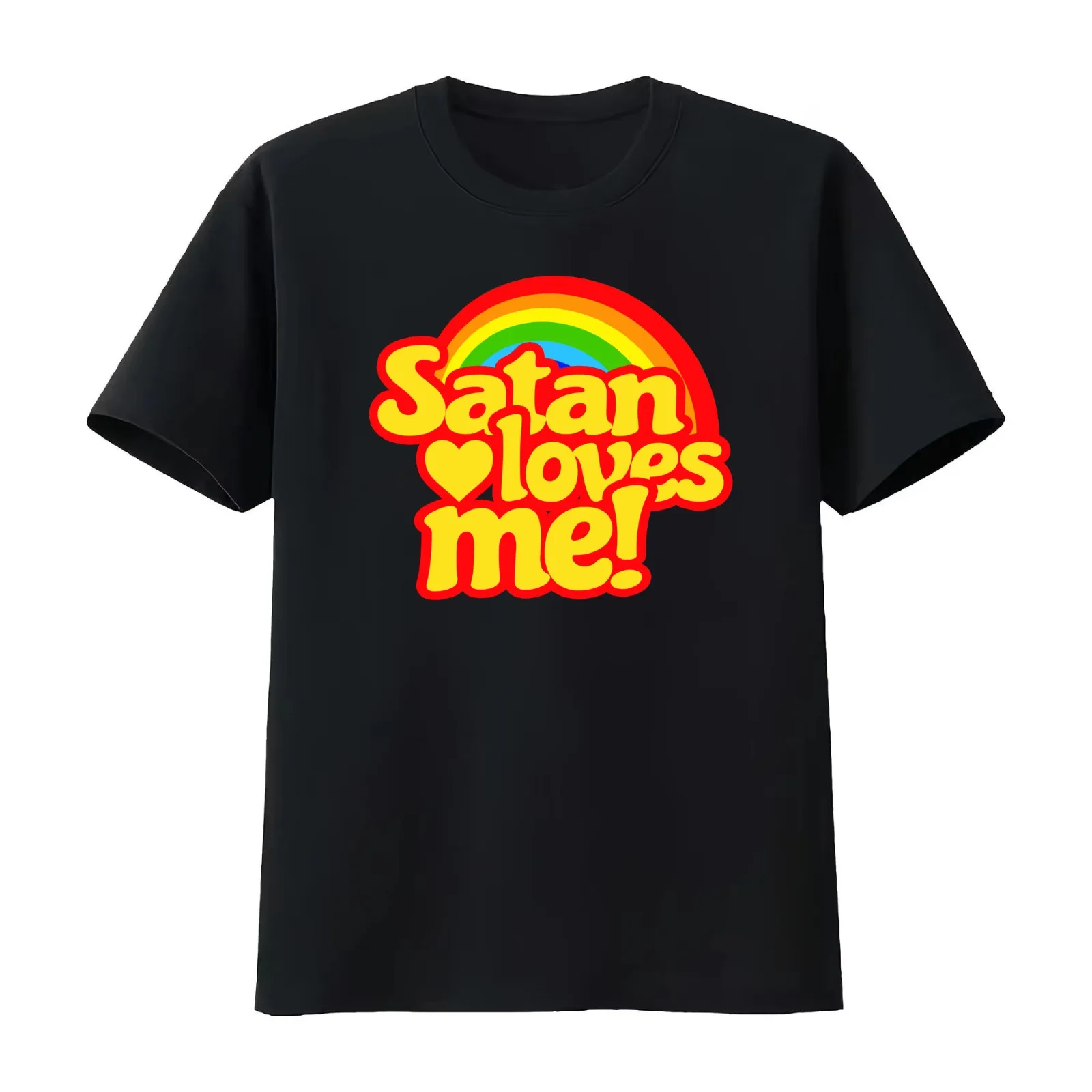 Satan Loves Me T-Shirt Summer Casual Cotton Tee Oversized Streetwear Tops Vintage Graphic Print Loose Fit Short Sleeve