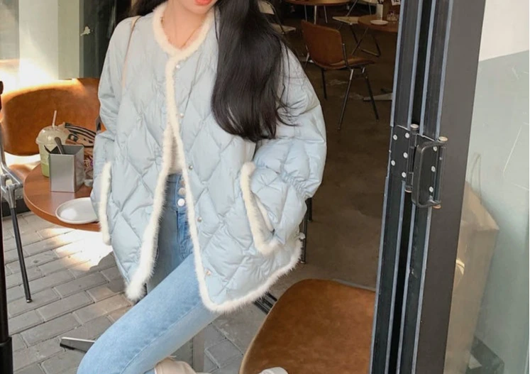 Lingge Down Cotton Jacket Women's Winter Design Sense Lightweight Cotton Jacket New Style