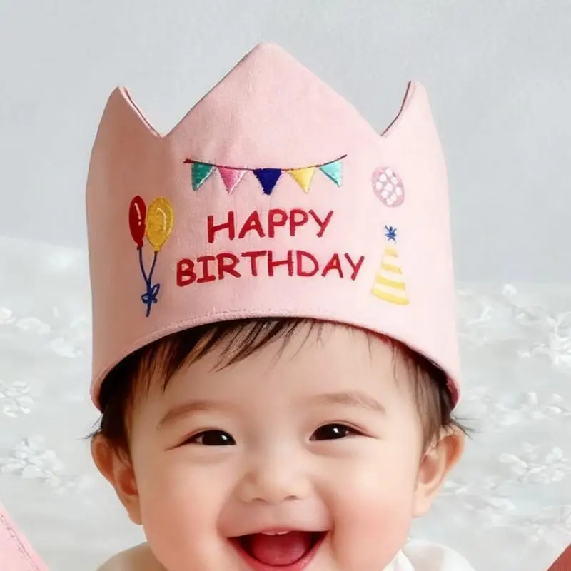 

Нежная вышитая шляпа с короной для дня рождения для младенцев, торт, фотографии, специальное мероприятие, мягкая ткань, подарок
