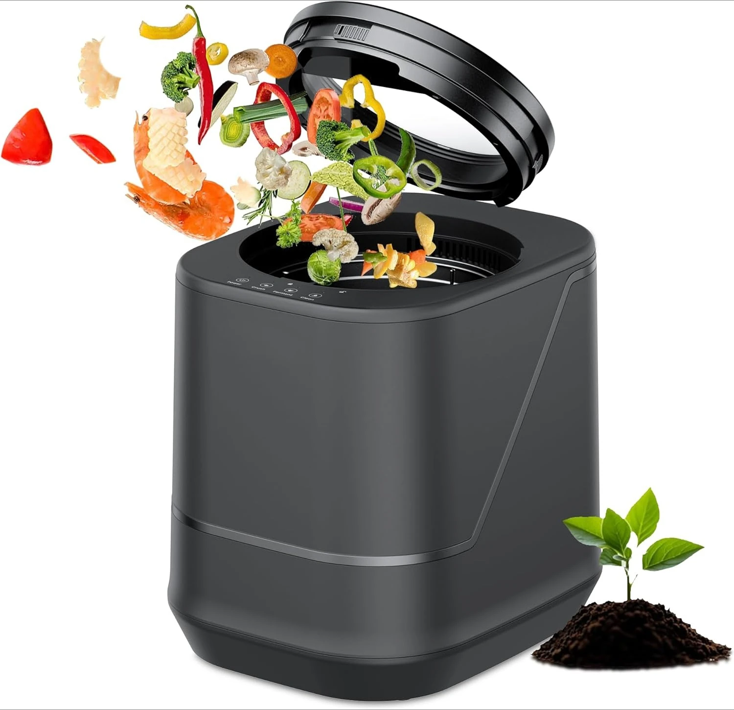 مركب كهربائي للمطبخ - سلة سماد ذكية على سطح الطاولة سعة 4 لتر تحويل نفايات المطبخ إلى صانع سماد الأسمدة، عديم الرائحة، ساخن