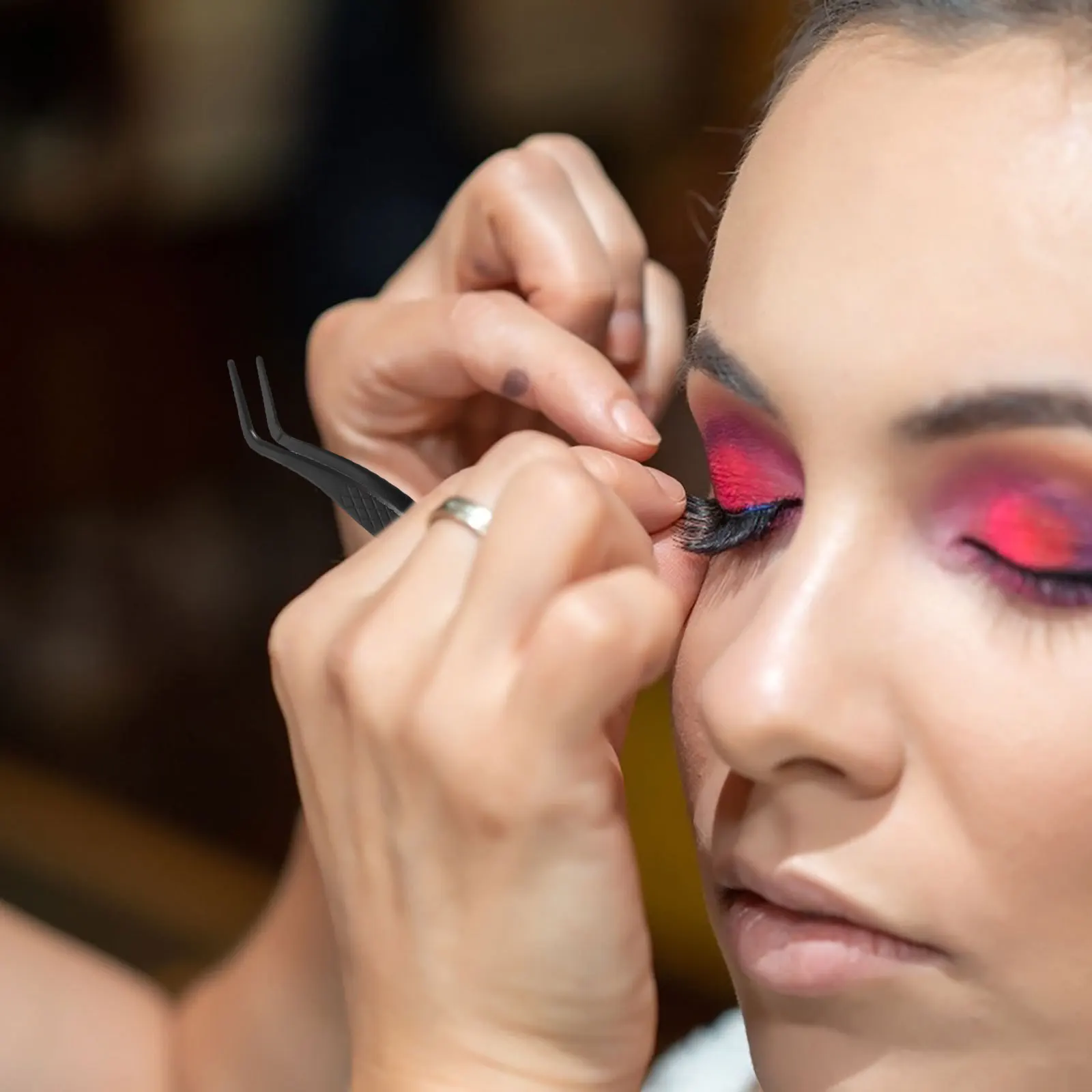 

Mini Curved Tip Stainless Steel Eyelash Tweezer Precision False Lash Applicator Tool Lash Extension Tool Easy Use