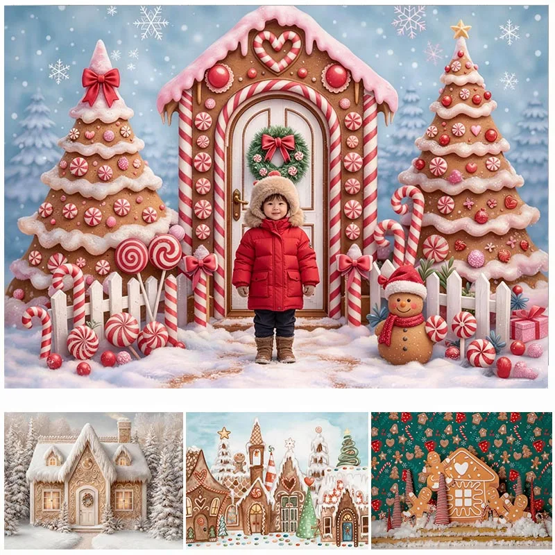 LS Gingerbread House Nutcracker Forest Backdrops Winter Christmas Kids Baby Photography Child Adult Photocall Decors Backgrounds
