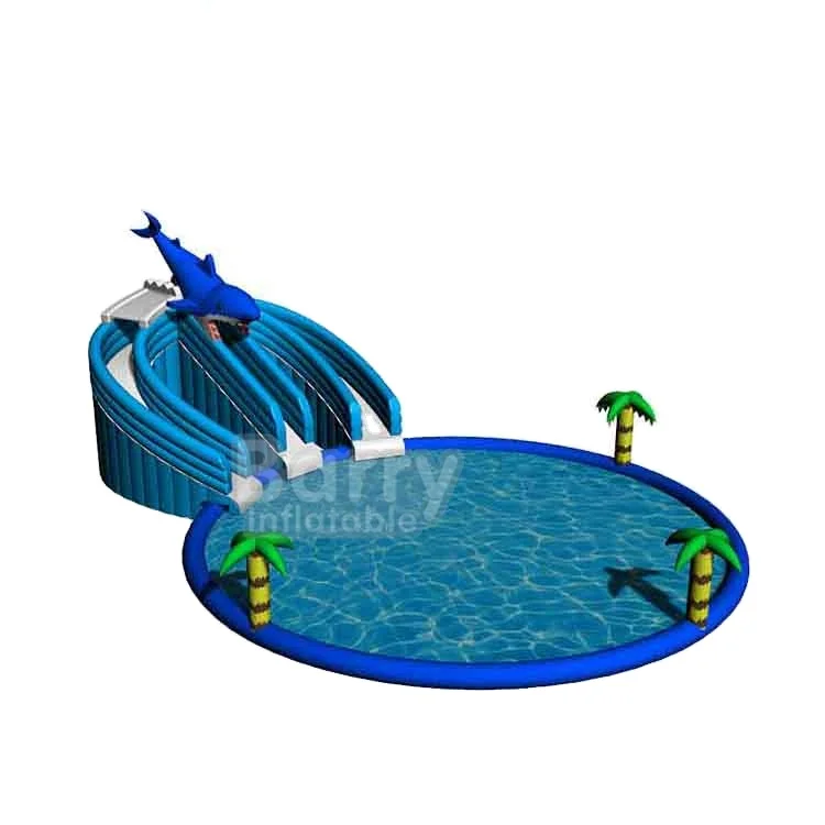 Outdoor Holiday Parties Land Use Kids Water Sports Equipment Shark Inflatable Water Park