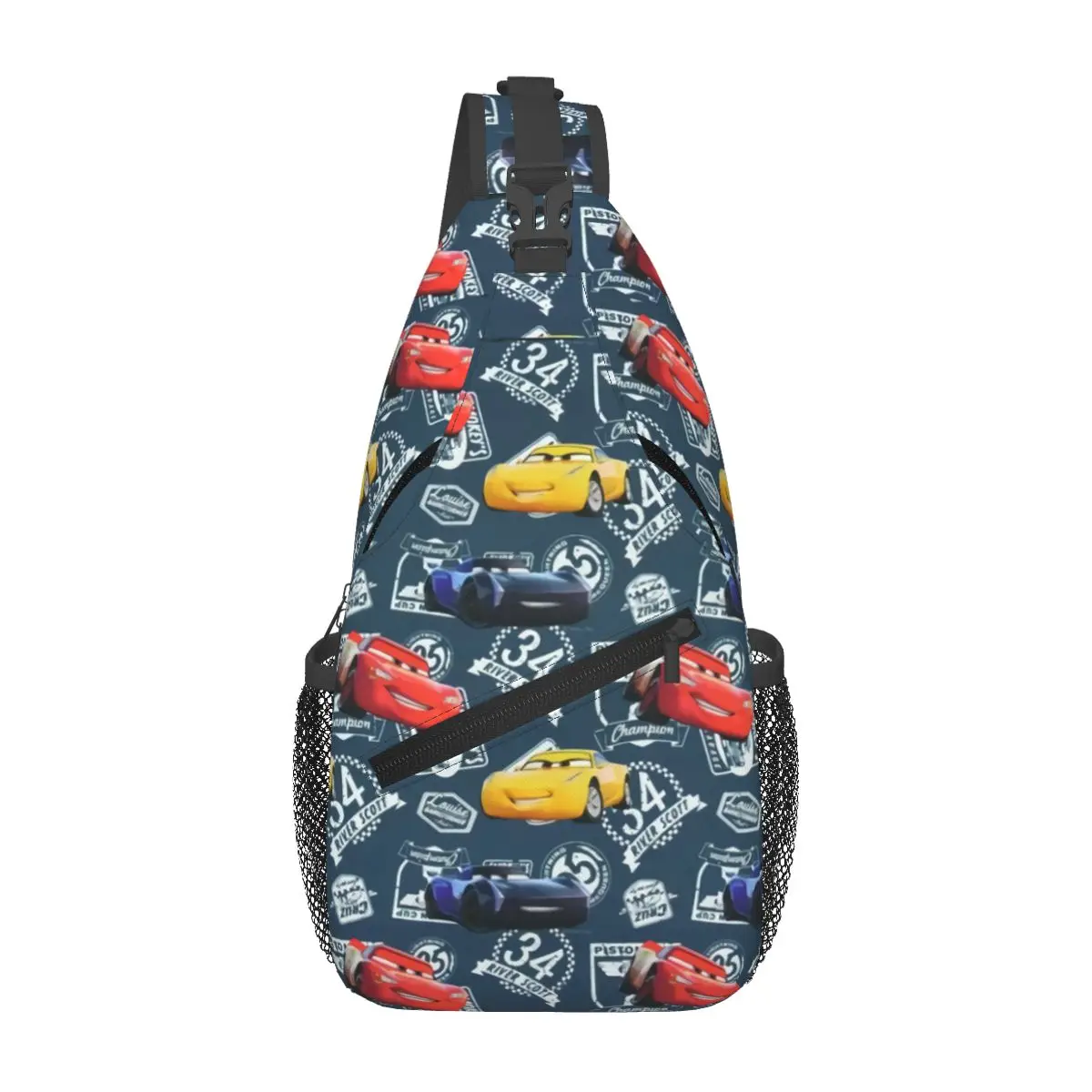 Custom Lightning McQueen Car Racing Shoulder Crossbody Chest Backpack For Cycling Shoulder Chest Bag Sling Bag Shoulder Backpack