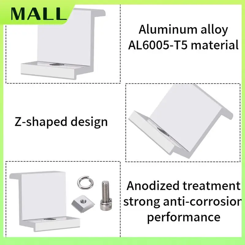 MALL 4 Pieces Solar Module Holder End Clamp Kit Solar Panel Edge Clamp Brackets Solar End Clamp Adjustable Solar Panel ,30Mm