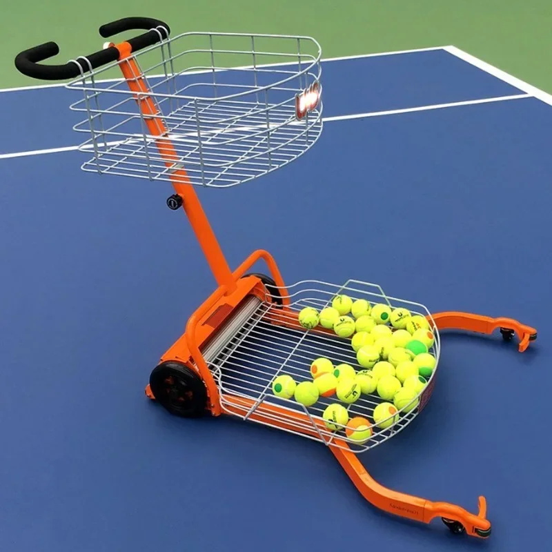 Aluminium Automatic Ball Receiver Tennis Ball Collector Machine Training Orange Steel Court Pick Up Hand Push