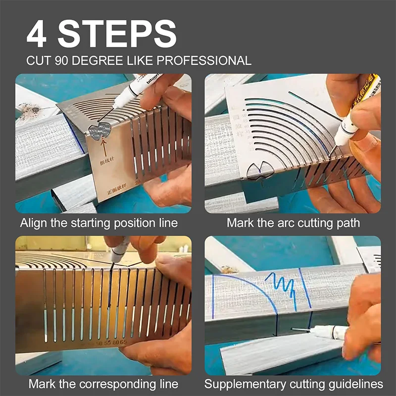 PrecisionFlex Angle & Arc Marking Tool มุมเหล็กดัดท่อเครื่องมือทําเครื่องหมายเชื่อมท่อสี่เหลี่ยมเครื่องหมายท่อคู่มือการตัดท่อ