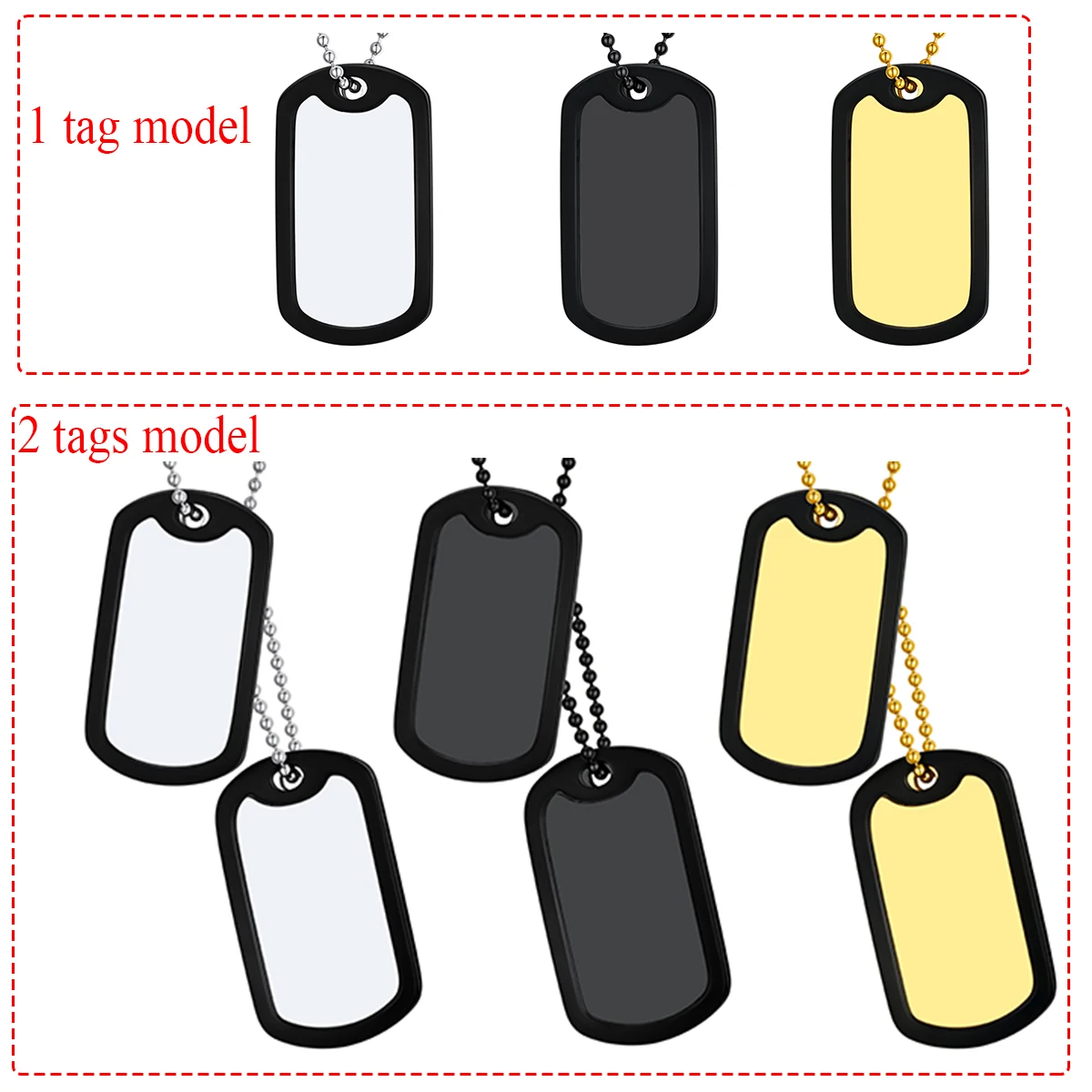 U7 Customized Military Army Dog ID Tag Stainless Steel Personalized Name Photo Image Logo Laser Engraved Necklace for Men Women