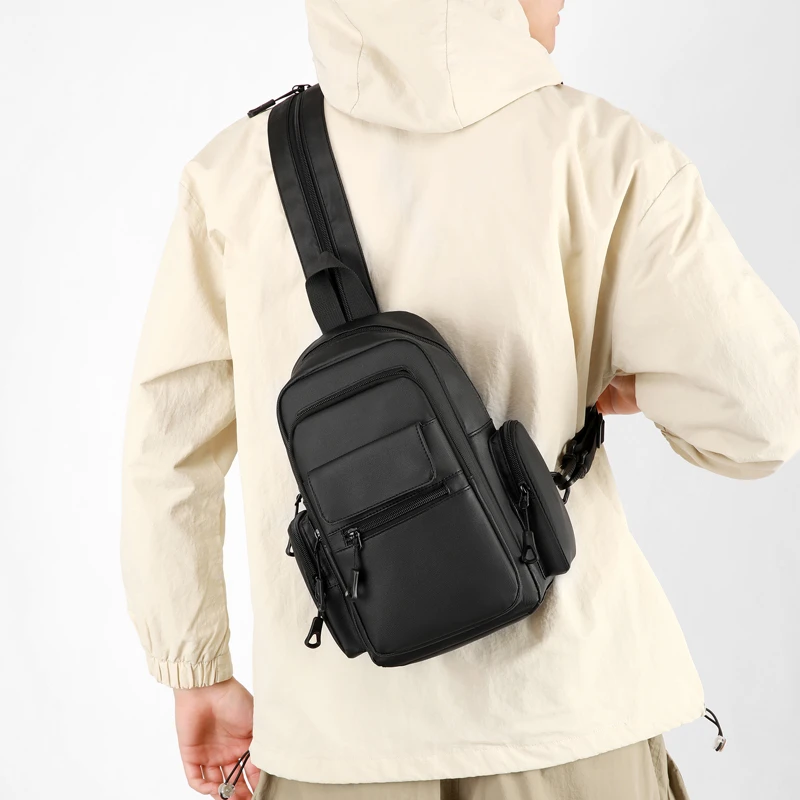 Adjustable strap chest bag, multi-functional backpack, sports bag, backpack, zipper anti-theft pocket, suitable for daily commut