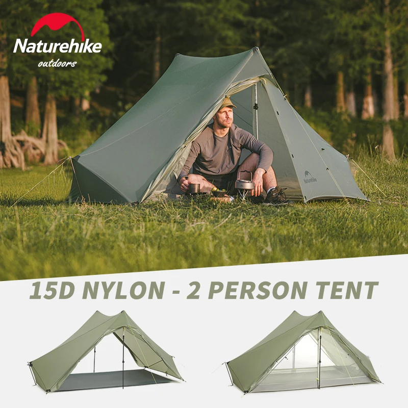 Naturehike 2025 Новая сверхлегкая походная палатка для 2 человек, уличная палатка-пирамида для кемпинга, 15D, нейлоновая водонепроницаемая туристическая палатка с ковриком