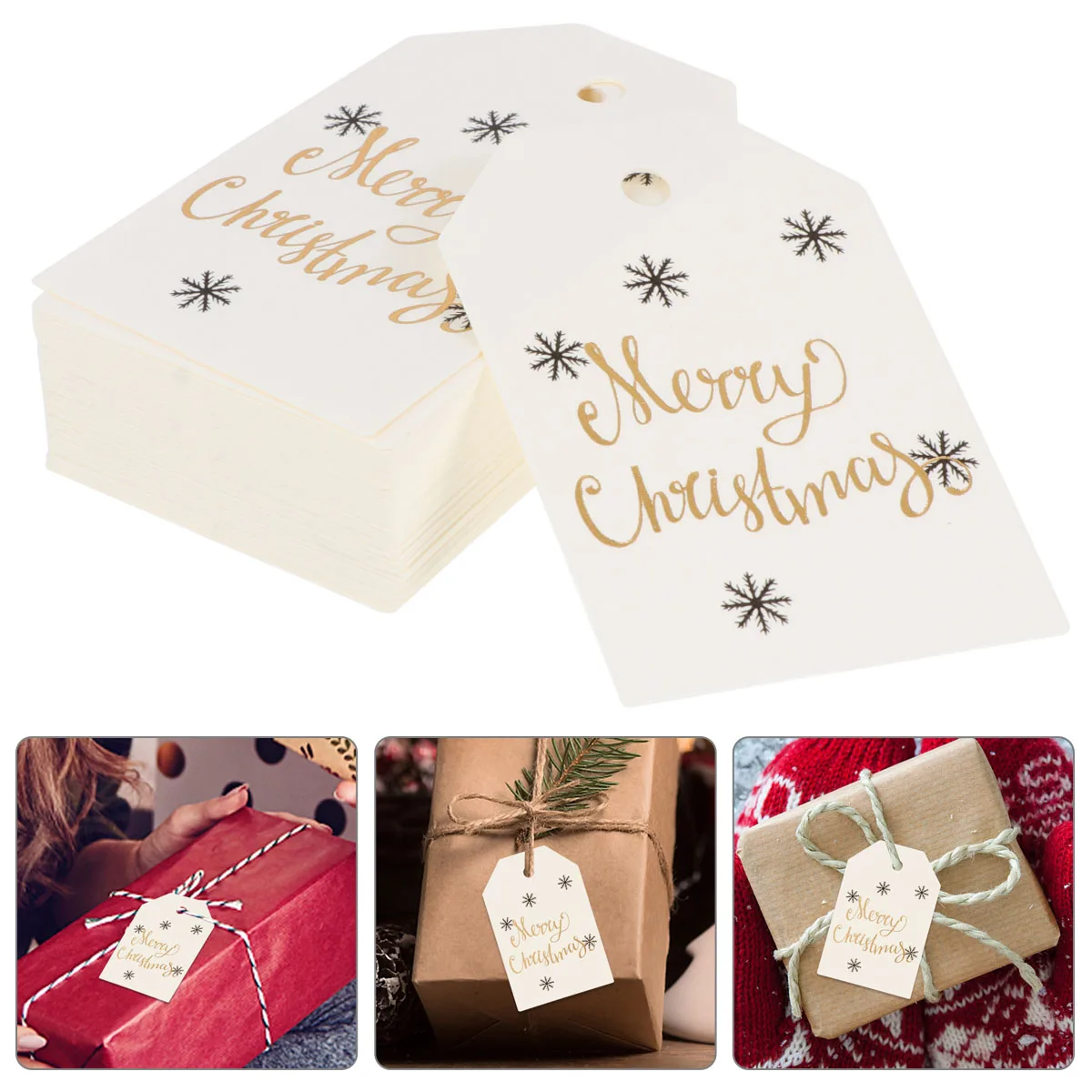 100 Pcs Christmas Labels Bookmark Card Merry Tag Cardstock Bookmarks Holiday Tags Tabs