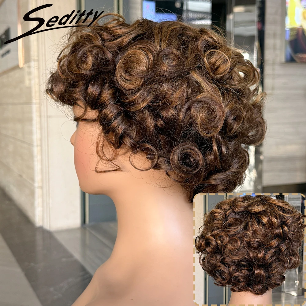 كامل آلة صنع فضفاض نطاط شعر بشري قصير الباروكات نطاط مجعد لا الدانتيل غلويليس الباروكات مع بانج عابث قطع بوب شعر مستعار للنساء