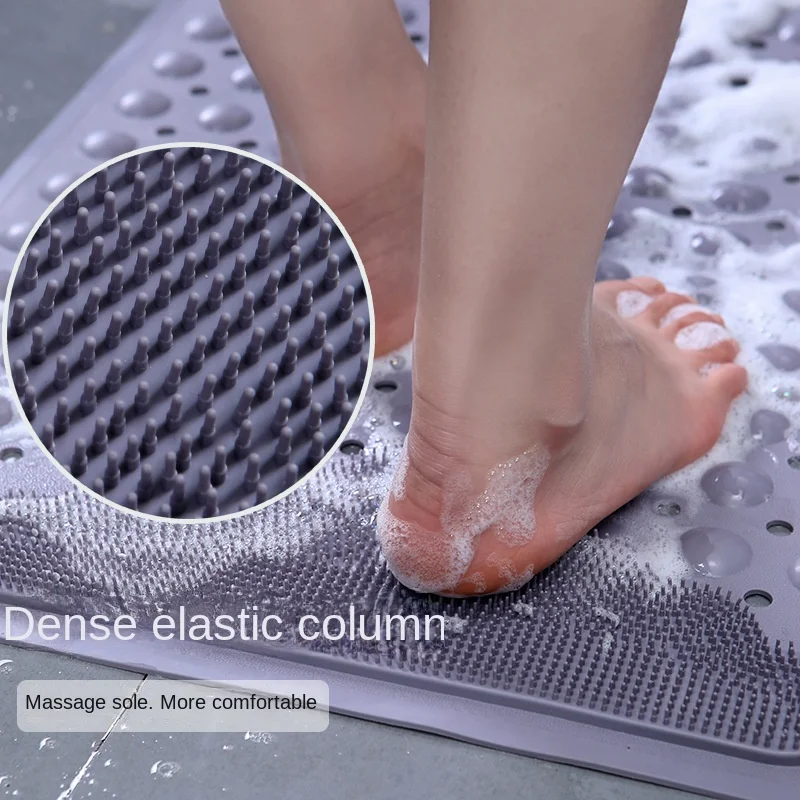 Anti-skid TPE Bath Mats Rectangle Soft Shower Bathroom Massage Mat Suction Cup Non-slip Bathtub Carpet Wash foot  Bath mat