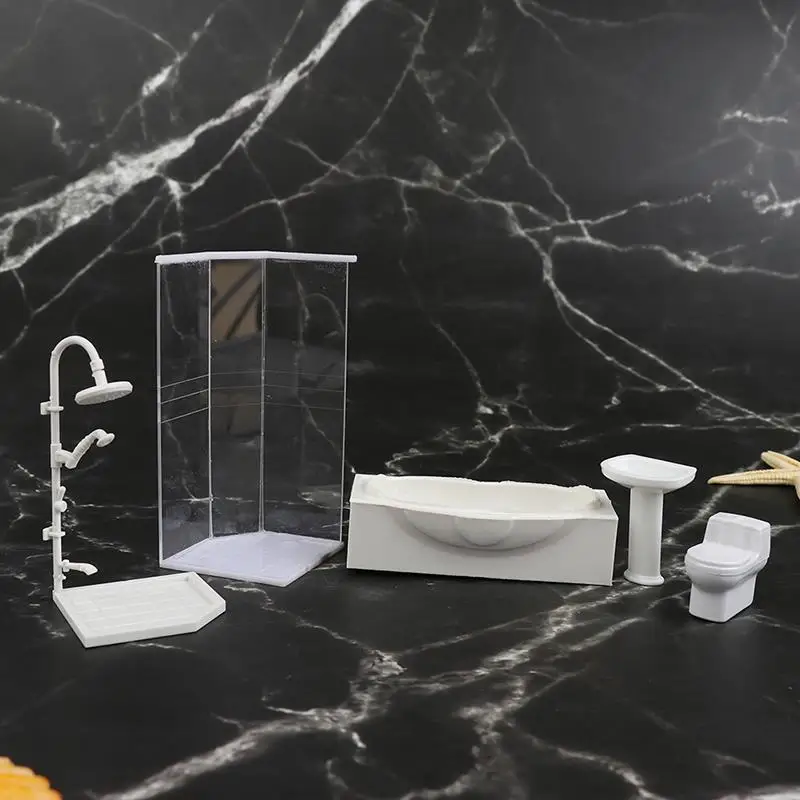 1:25 Puppenhaus Miniatur Bad Set Duschraum Toilette Badewanne Waschbecken Modell Spielzeug Mini Puppenhaus Zubehör
