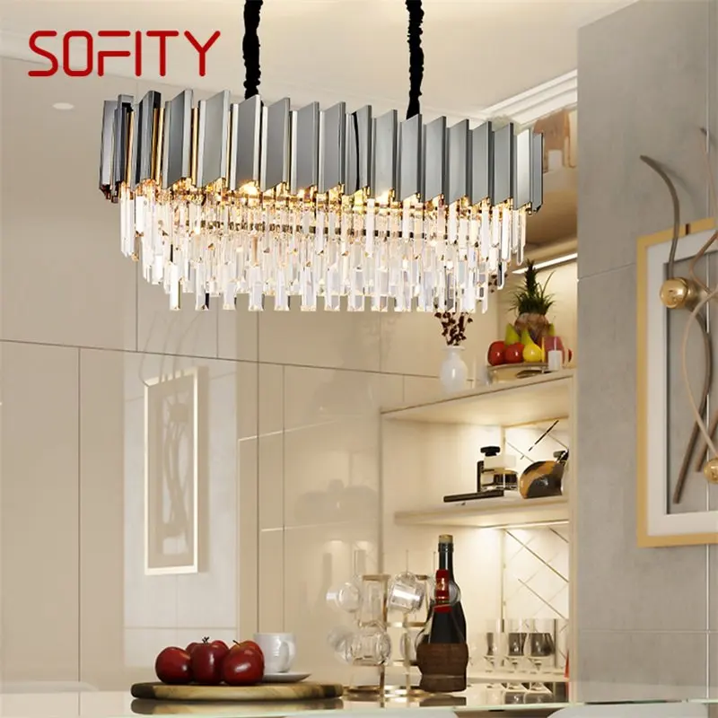 

SOFITY Pendant Light Postmodern Double Crystal LED Lamp Luxury Fixture for Home Dining Living Room