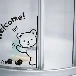 Welcome Poster Window Sticker Kid Children Toy Appliance Store Glass Window Door Sign Label Lovely Bear Welcome Wall Sticker