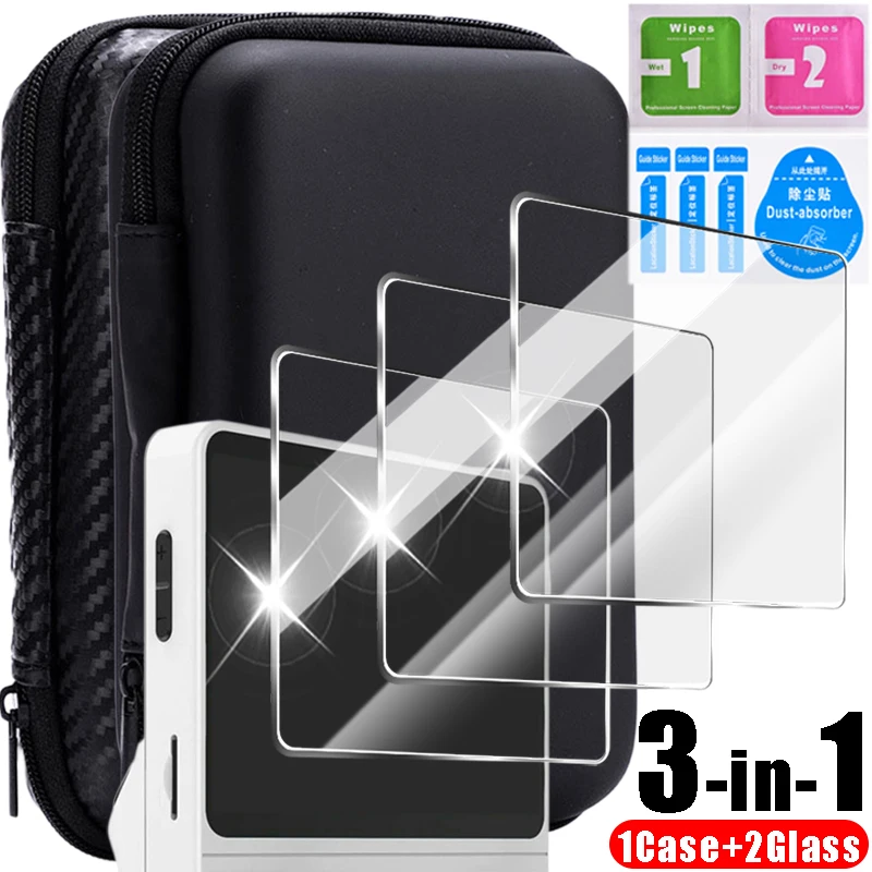 Tempered Glass Screen Protectors & EVA Protective Case For R36S Game Console Storage Bag Protable Anti-Scratch Cover For R36S