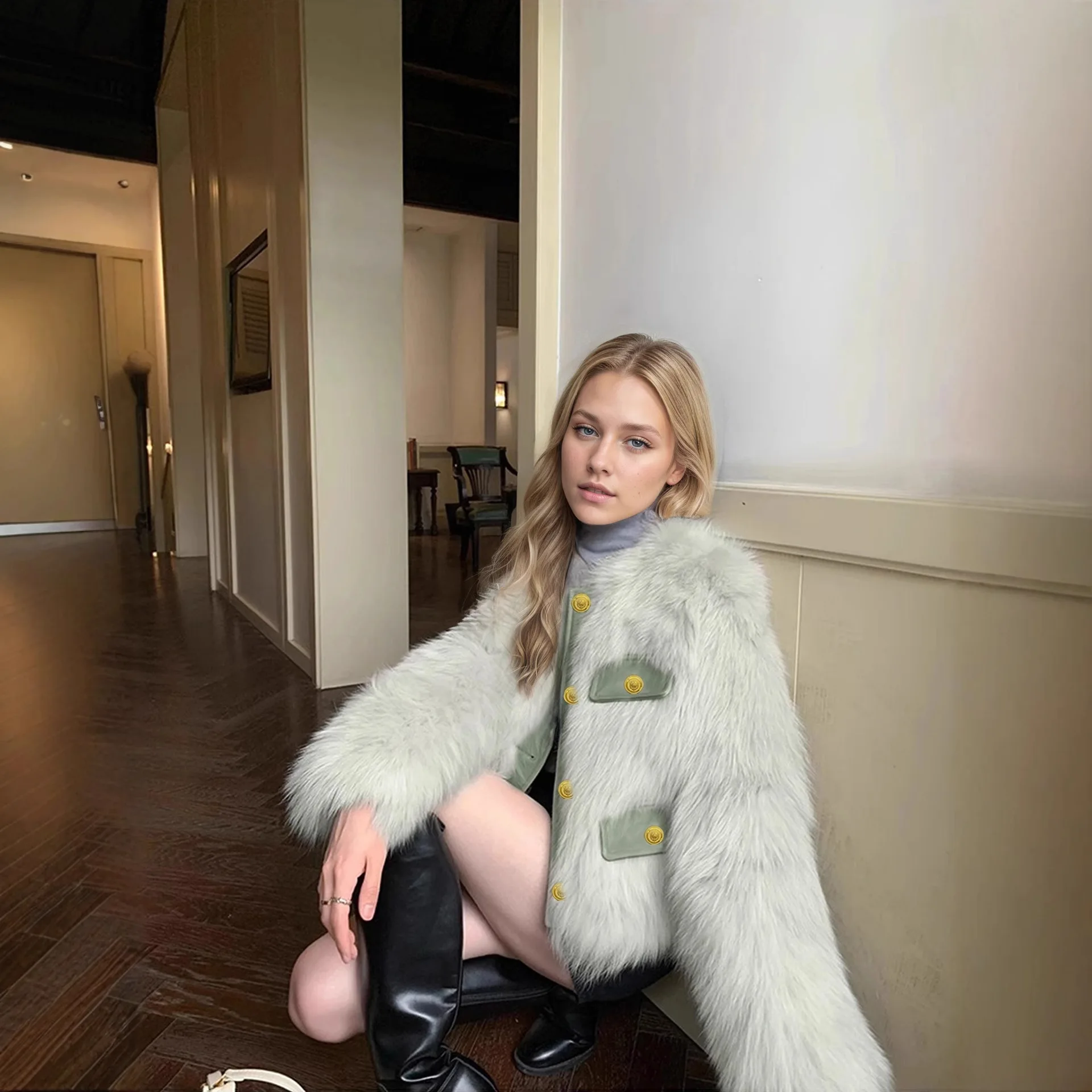 毛皮コート 小さな香りの風 ヘアコート レディース 冬 2025 新作 アウター レディース ファーコート セレブ風 イミテーションフォックス