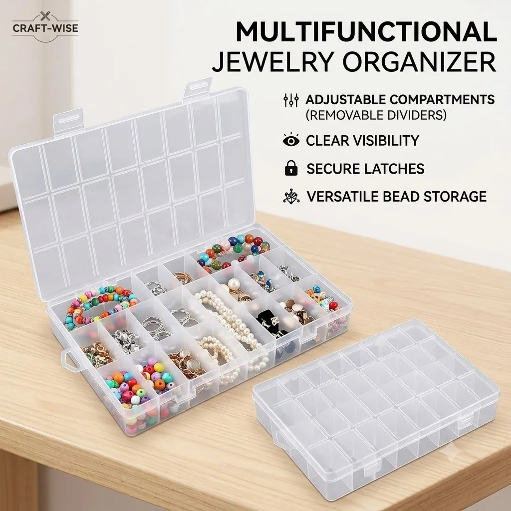 24 Grids Compartment Plastic Storage Box Jewelry Earring Box Bead Screw Container Home Storage Case Display Organizer Container