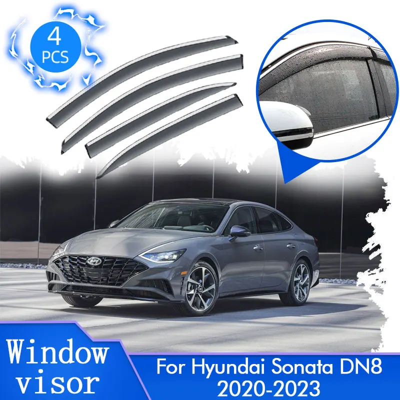 

4pcs For Hyundai Sonata DN8 N Line 2020 2021 2022 2023 Deflectors Rain Sun Window Visors Windshield Awning Guards Car Accessorie