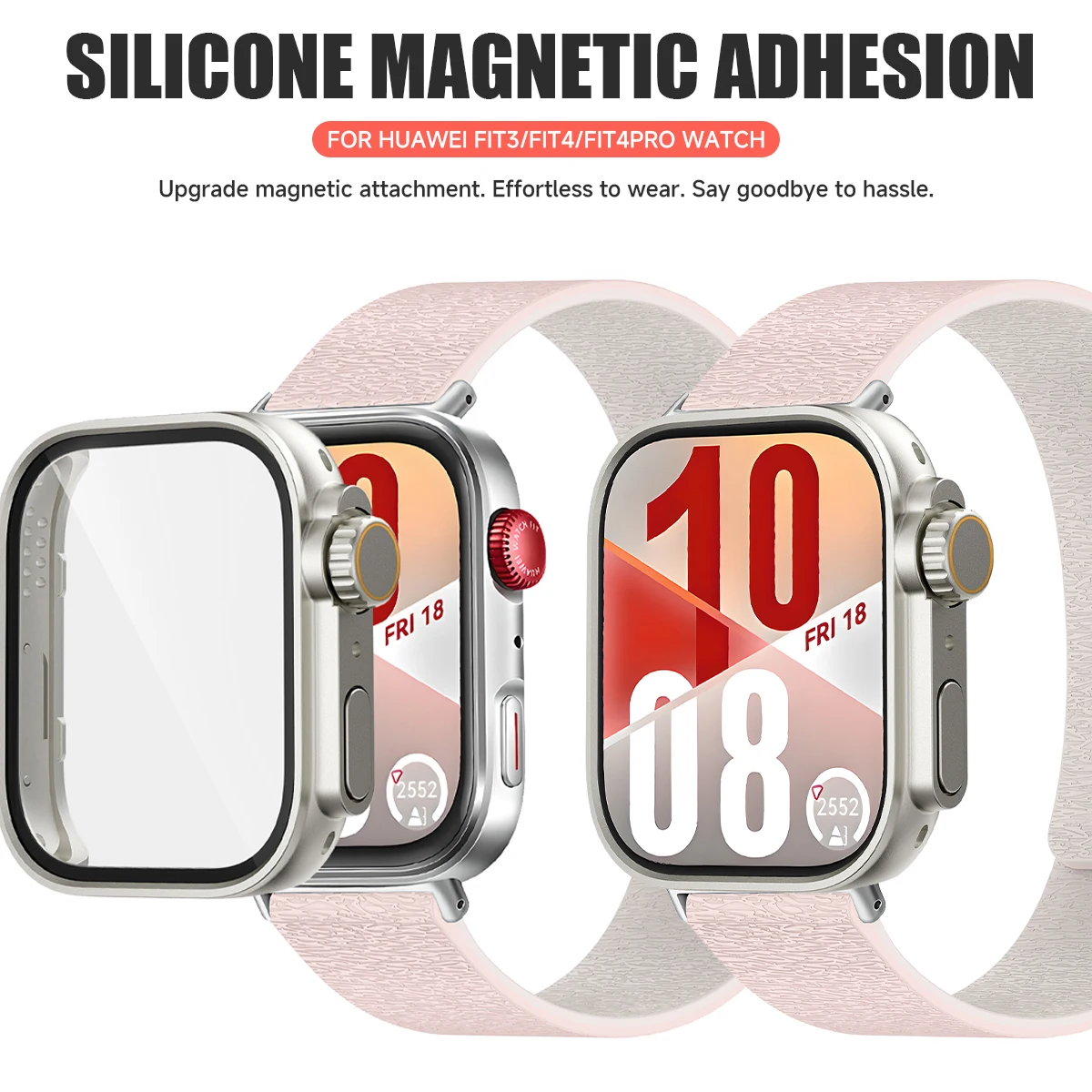 

Magnetic Silicone Strap With Change To Ultra Watch Case Screen Protector Cover Fo Fit 4Pro For Huawei Watch Fit4 3 Bracelet