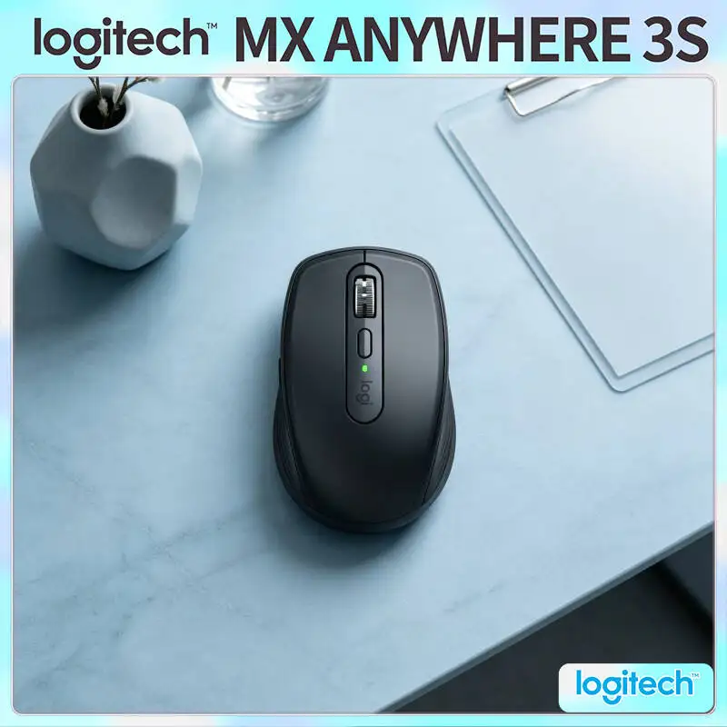 Portable MX Anywhere 3S - 8000 DPI, USB-C Quick Charge, Silent Click, Ideal for Stationery Expo Trip & Short Business Tour