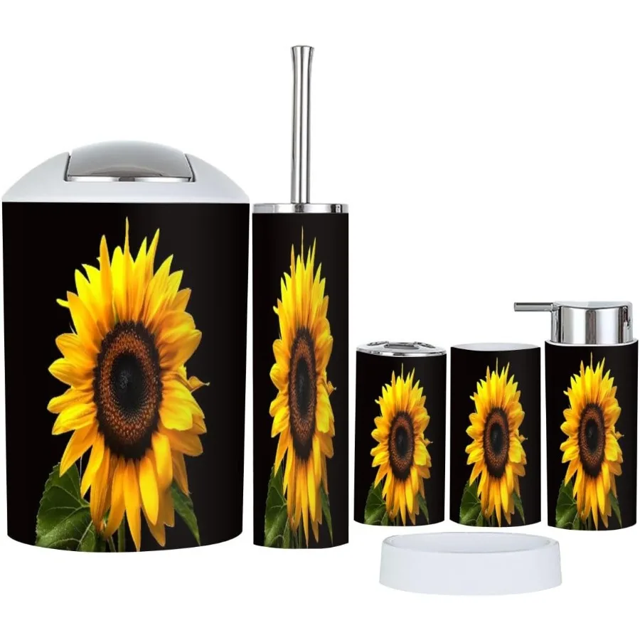 

atroom Accory t 6 Piece Single Suower lack Tootrus older Tootrus Cup Soap Dispenr Soap Dis Toilet rus older Tras can twukZ4mef7