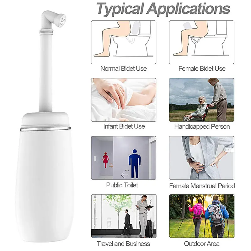 400ml Hand Held Bidet Sprayer Travel Personal Bidet Cleaner Hygiene Bottle Spray Washing Hygiene Nozzle Toilet Cleaning Bottle