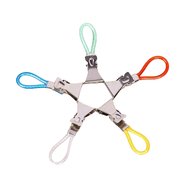 5pcs Clothes Pegs Stainless Steel Clothespins Colorful Laundry Tea Towel Hanging Clips Loops Kitchen Bathroom