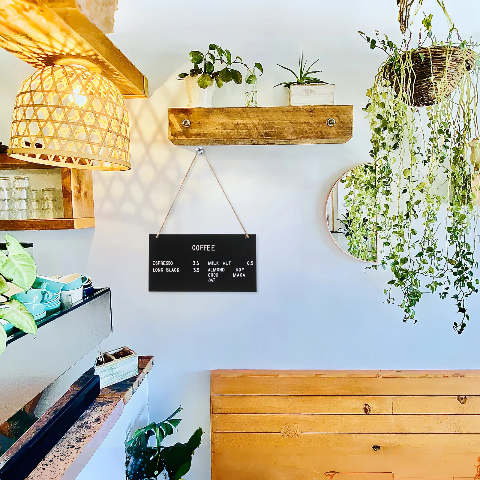 Black Chalkboard Display Blackboards Display For Message Mdf Wall Message Erasable Mini Blackboards With Hemp Rope 26X14Cm