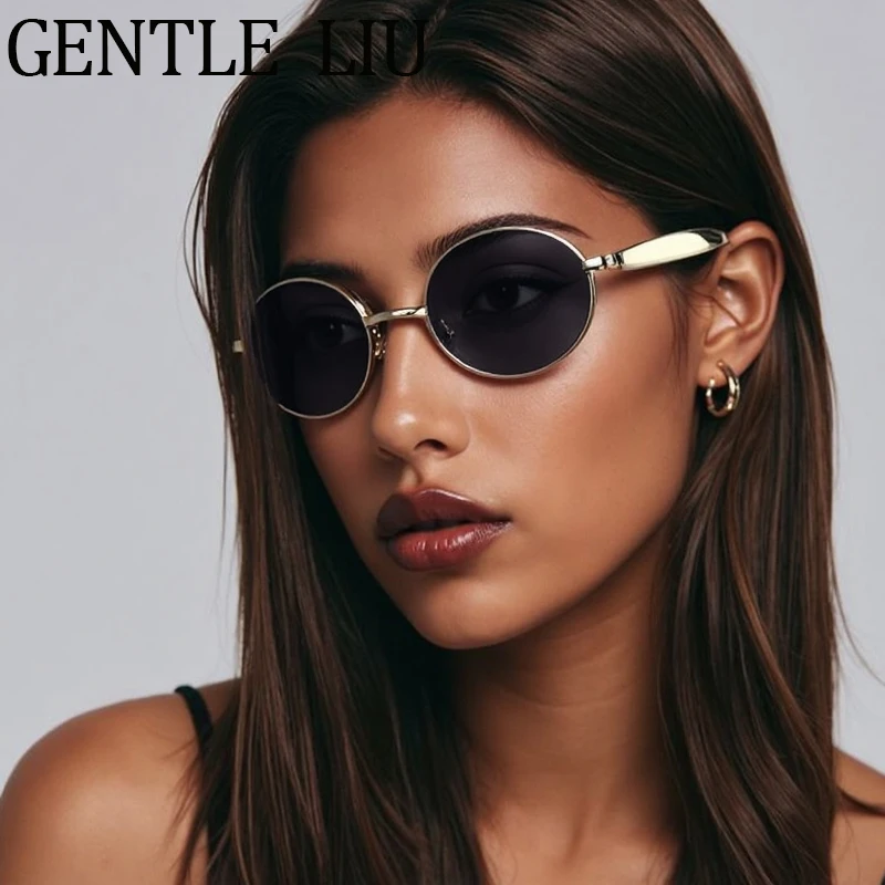 

Vintage Small Frame Oval Metal Sunglasses Steampunk Women Fashion Brand Designer Trendy Sun Glasses Classic Outdoor Shades UV400