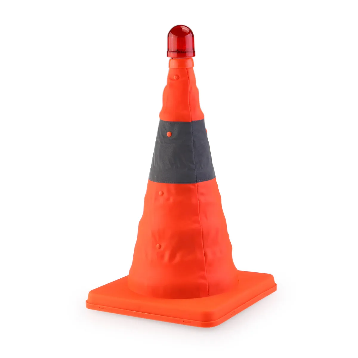 Collapsible Red Reflective Traffic Safety Cone 45cm with LED Flashing Warning Light for Car Trunk Storage