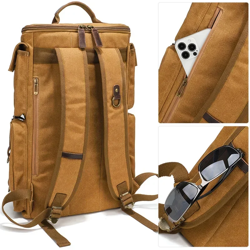 Mochila Retro de lona de lujo para hombre, mochila de ocio al aire libre, bolsa de viaje impermeable de gran capacidad, bolsa para ordenador portátil resistente al desgaste