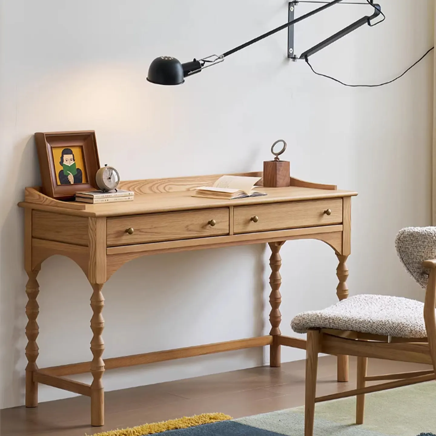 Writing desk simple medieval style living room bedroom solid wood dresser writing table