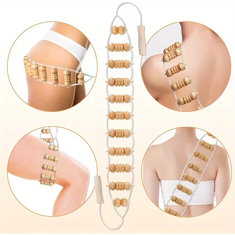 

1pc Wooden Back Massage Roller Strip, Full Body Muscle Relief Self Massager Tool, Trigger Point Massage, 29.5inch Handheld Manua