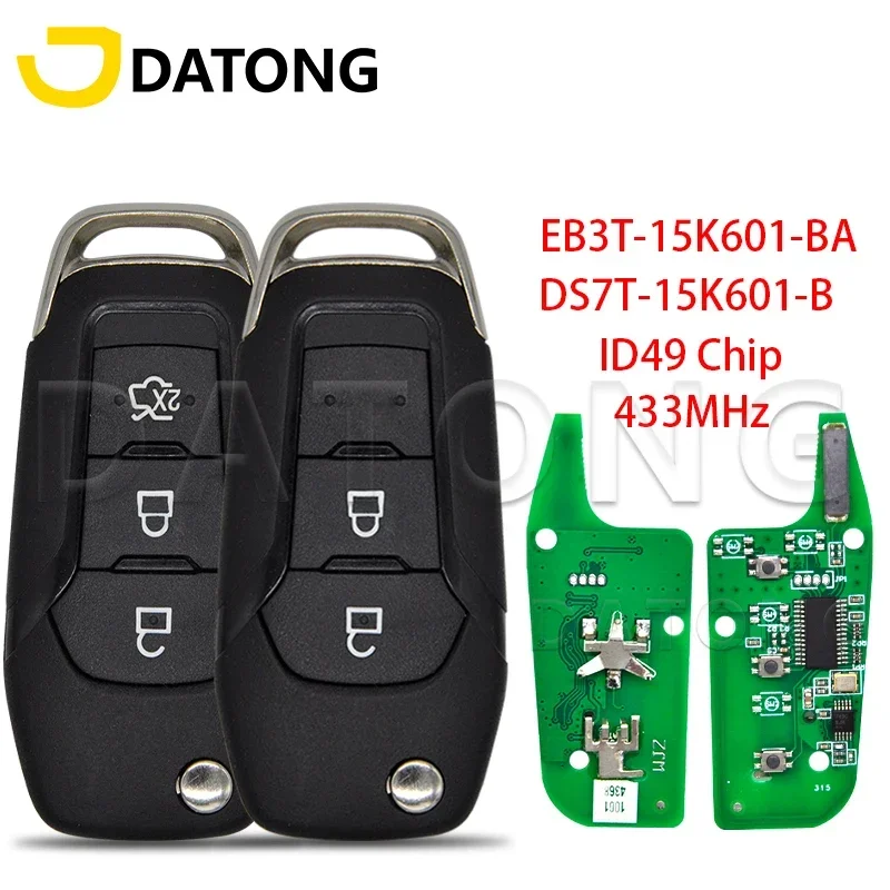 

Datong World Car Remote Control Key Fit For Ford KA Mondeo Glaxy S-Max Ranger F150 EB3T-15K601-BA DS7T-15K601-B ID49Chip 433MHz