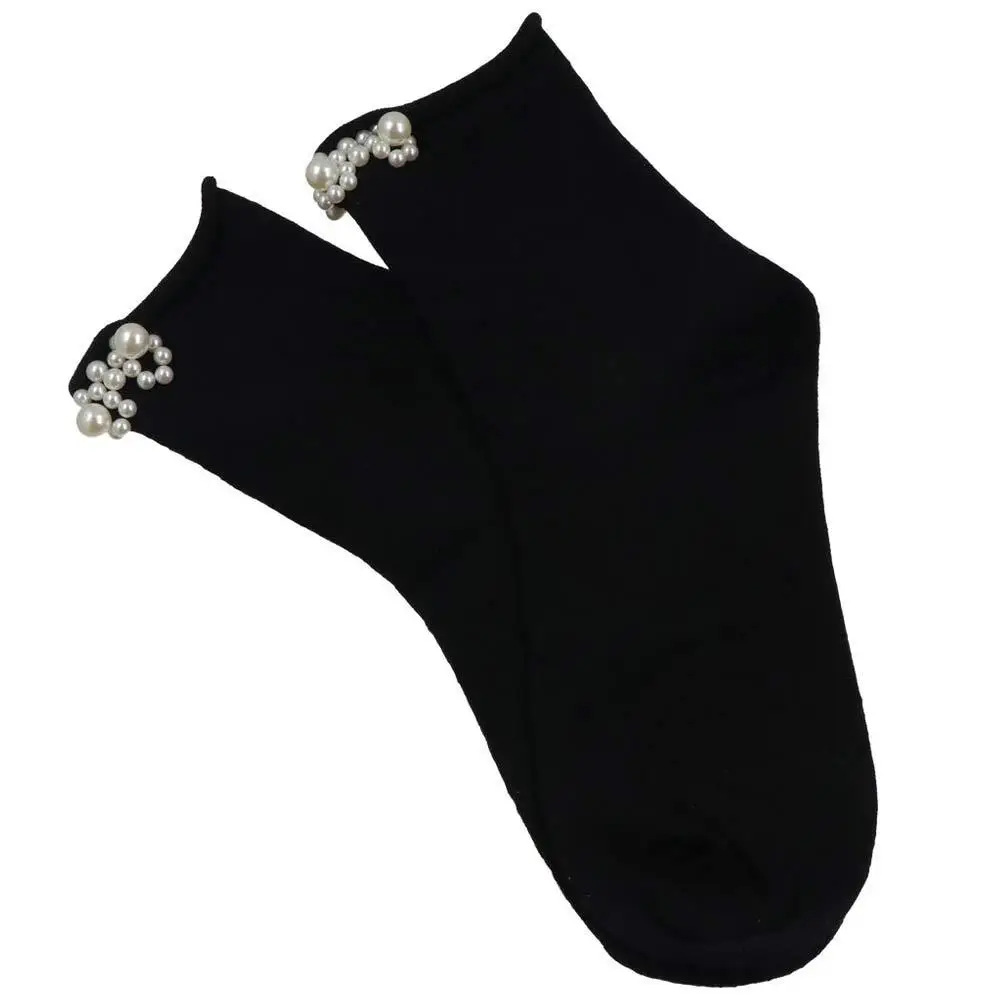 Socks for Women Breathable Women Cotton Socks Ruffles Pearl Mid Tube Sock Retro Elastic JK Lolita Socks Spring