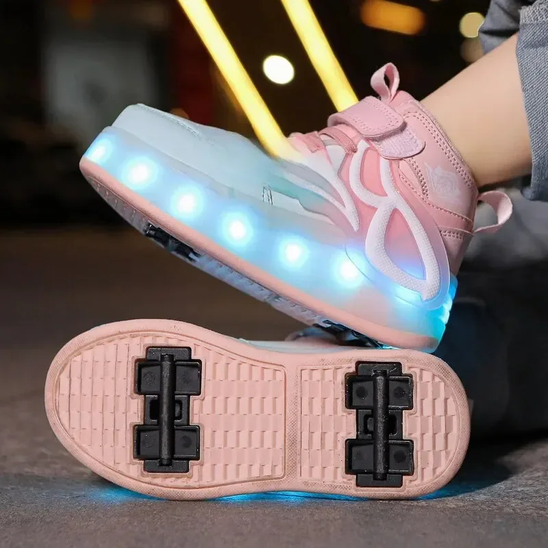 4-wheel Flashing Roller Skate Shoes Student Shoes Detachable Boys Girls Children Skate Shoes for Boys Sneakers for Boys Kids