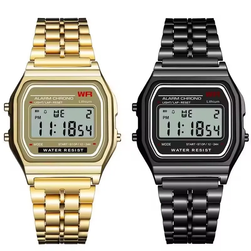 2025 남성용 디지털 시계 스포츠 방수 팔찌 시계 골드 전자 LED 손목 시계 여성 캐주얼 montre homme relogio